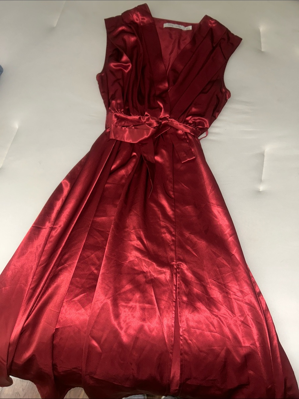 bishop + young Red Satin Midi Dress